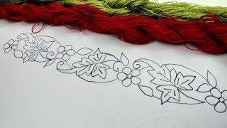 Hand Embroidery : border line design for saree .
