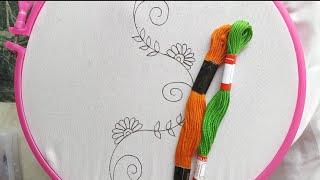 Hand Embroidery : Border line Design tutorial | Easy & Beautiful Border line for saree/kurti/dress
