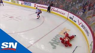 Cal Clutterbuck Drops Rasmus Andersson With Borderline Late Hit Against Boards