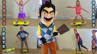 Hello Neighbor in Real Life! Comes to My House and Steals Our MorfBoards! We Challenge him!!!