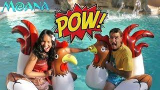 Moana Pool Chicken Battle Toy Challenge !  || Toy Review || Konas2002