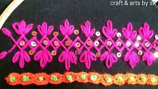 Hand embroidery.Nakshi Katha design.Borderline for dress.
