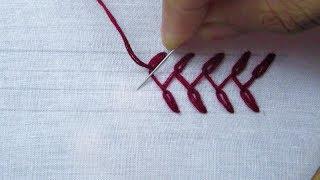Hand Embroidery, Feathered Chain Stitch, Border line embroidery, Basic Embroidery for beginner