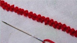 hand embroidery: Twilling stitch or palestrina stitch border line design.