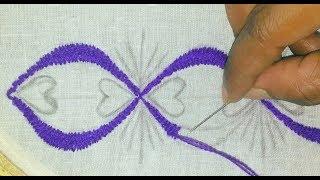 Hand embroidery beautiful border line stitching tutorial for beginners , নকশীকাঁথা নকশা,