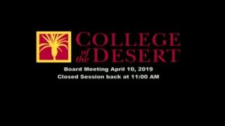 College of the Desert Board Meeting Live at 9:30am