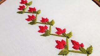 Hand Embroidery : Saree border line design .