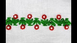 Hand Embroidery, Decorative Border Line Embroidery with beads , Easy Border Design