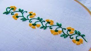 Hand Embroidery | Border line Embroidery | Border design for saree | Crafts & Embroidery