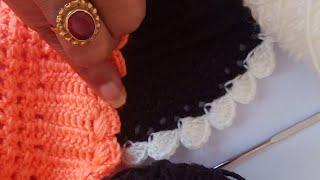 How to crochet border line !! Scalloped Edging / Crochet tutorail