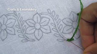 Hand Embroidery, Easy Border Line Embroidery Tutorial, New Border Design