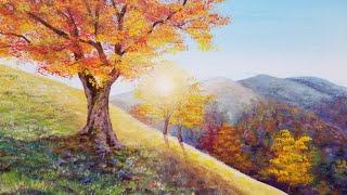 Autumn Trees Landscape Acrylic Painting LIVE Tutorial