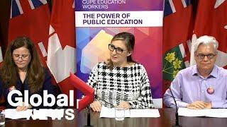 Ontario education workers announce strike action to begin Monday | FULL