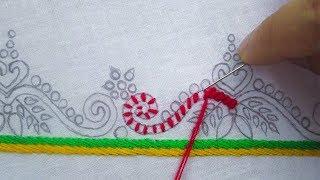 Hand Embroidery, Beautiful Border Line Embroidery, Embroidery design for dress
