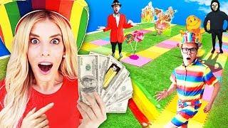 GIANT Board Game Challenge! Winner Gets $10,000 (CANDYLAND in Real Life) ???? Game Master