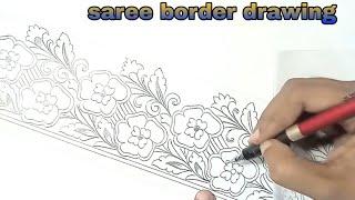 hand embroidery saree border designs/saree border designs drawing.