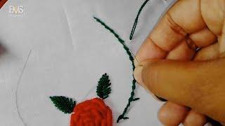 Hand embroidery, Rose flower embroidery designs, Red flowers hand embroidery designs