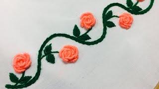 Hand Embroidery:borderline embroidery design l border design l border embroidery design l rose flowe
