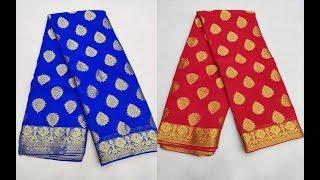 Mysore Pure Crape Silk Tree Buta Sarees || Mysore silk Crape Self Design Saree/Crepe Silk