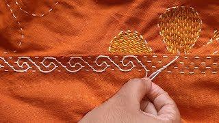 Nakshi Kantha Border line Design Hand Embroidery/Border and Corner Design Learning Project Khata