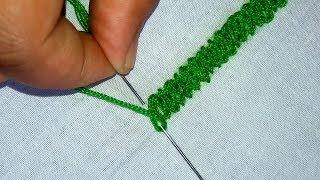 Hand Embroidery : Rosette Chain Stitch Simple Border line embroidery tutorial #53.