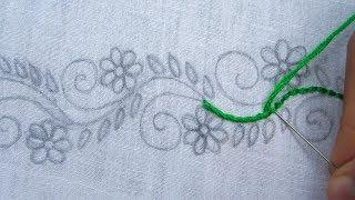 Hand Embroidery, Simple Border Line Embroidery Design, Easy Border Design
