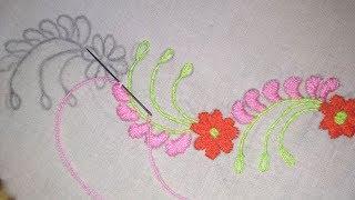 Hand Embroidery : Easy Border Line Embroidery Design #Suma Embroidery