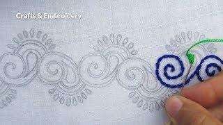 Hand Embroidery, Beautiful Border Line Design, Easy Border Line Embroidery